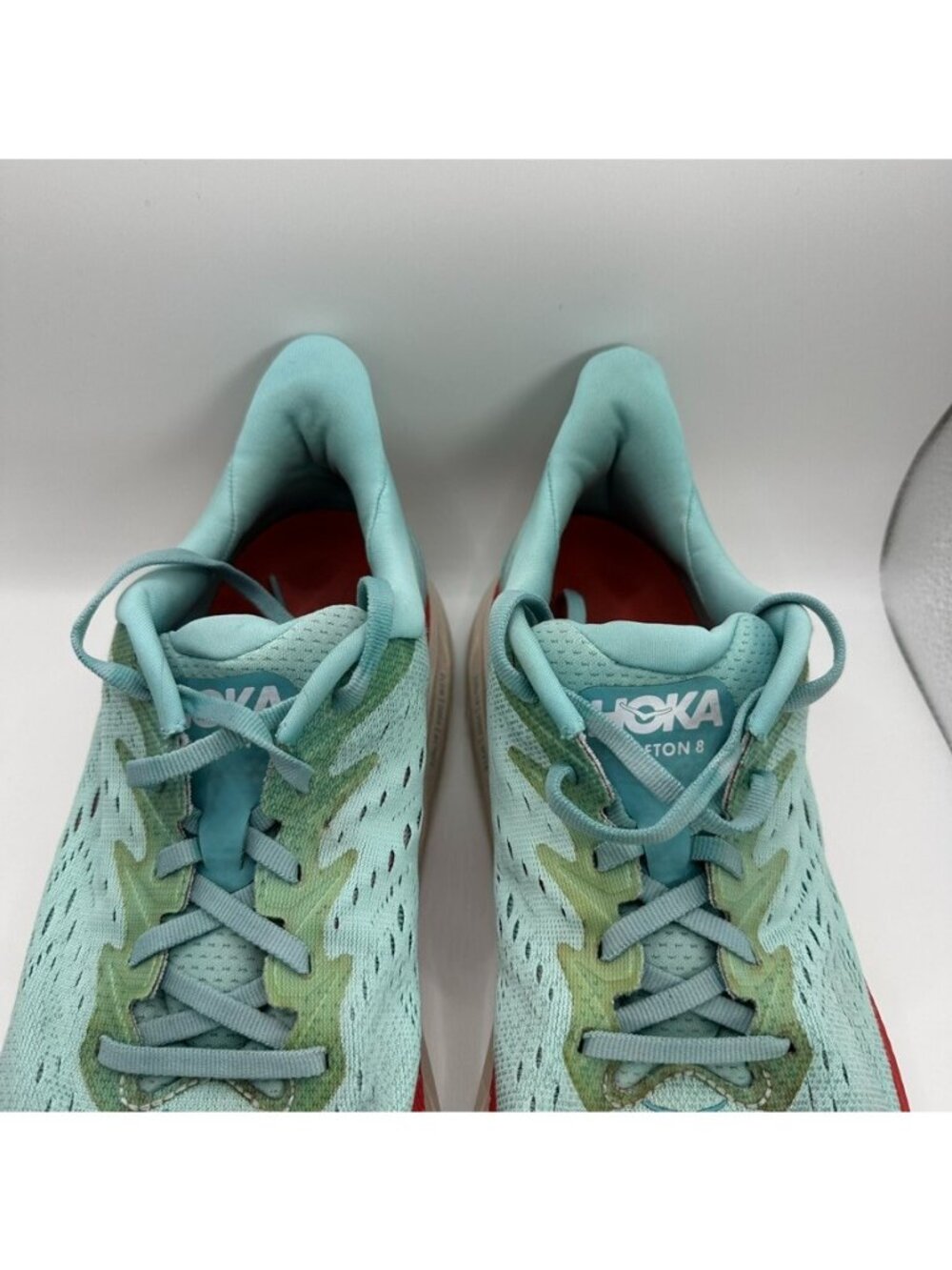 Hoka One One W Clifton 8 Shoes Womens Size 10.5B Blue Red Running Cushioned - Picture 4 of 10